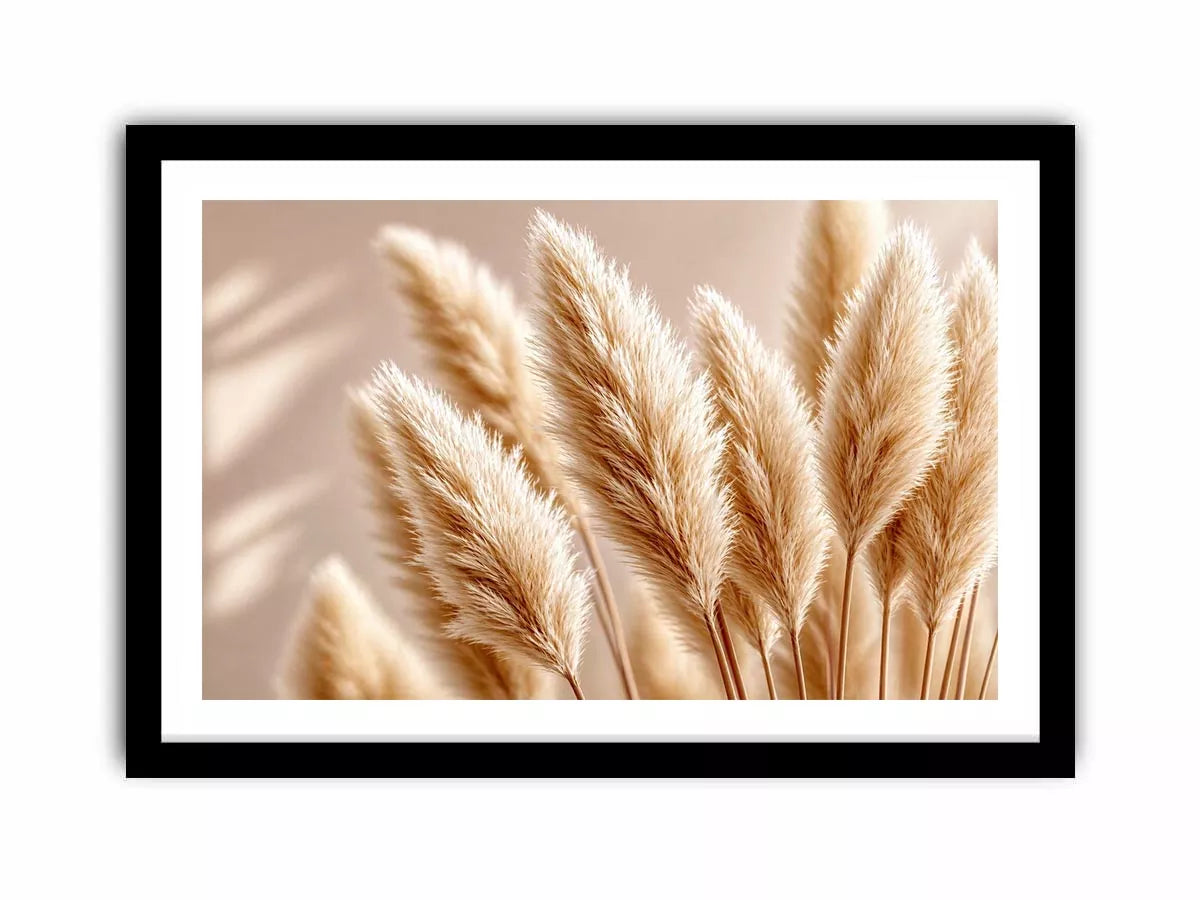 Soft beige pampas grass wall art airy minimal botanical photography neutral decor
