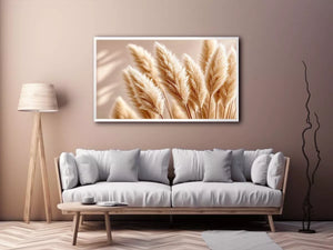 Soft beige pampas grass wall art airy minimal botanical photography neutral decor