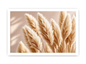 Soft beige pampas grass wall art airy minimal botanical photography neutral decor