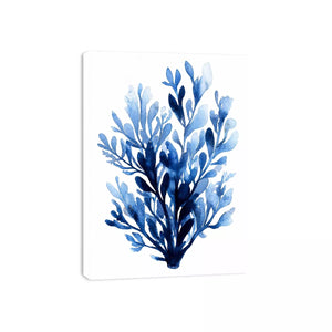Blue watercolor botanical leaves abstract minimal wall art elegant indigo plant illustration