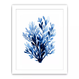 Blue watercolor botanical leaves abstract minimal wall art elegant indigo plant illustration
