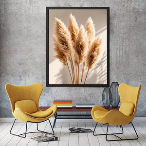 pampas grass wall art neutral, boho pampas grass canvas, minimalist beige botanical artwork, soft neutral decor wall art
