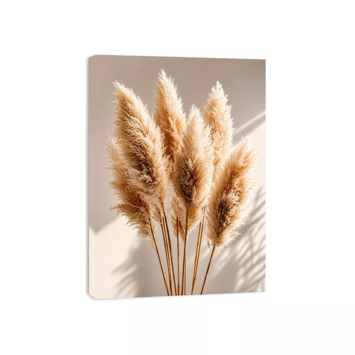 pampas grass wall art neutral, boho pampas grass canvas, minimalist beige botanical artwork, soft neutral decor wall art