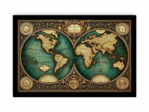 vintage world map wall art, antique map canvas decor, classic atlas illustration artwork, old world map wall decor