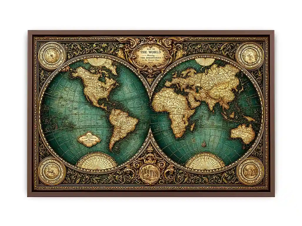 vintage world map wall art, antique map canvas decor, classic atlas illustration artwork, old world map wall decor