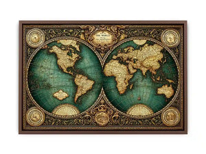 vintage world map wall art, antique map canvas decor, classic atlas illustration artwork, old world map wall decor