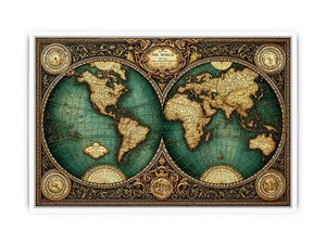 vintage world map wall art, antique map canvas decor, classic atlas illustration artwork, old world map wall decor