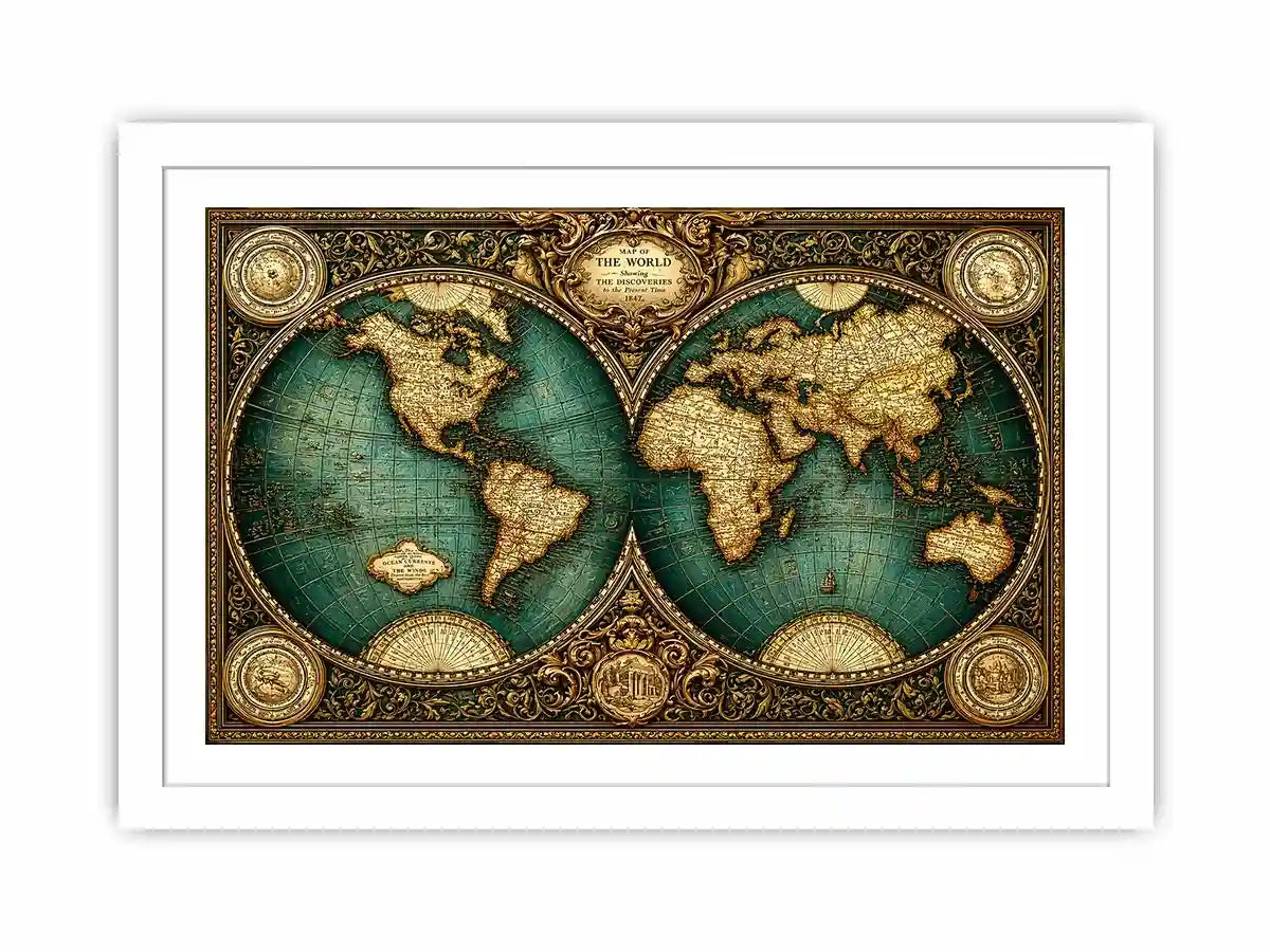 vintage world map wall art, antique map canvas decor, classic atlas illustration artwork, old world map wall decor