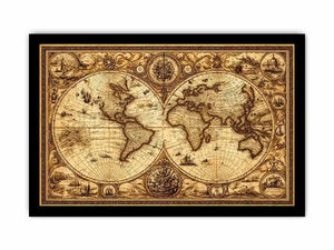 vintage antique world map canvas wall art sepia old map detailed global decor