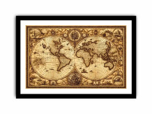 vintage antique world map canvas wall art sepia old map detailed global decor