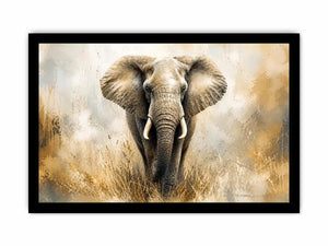majestic elephant wall art in golden savannah tones luxury wildlife canvas for modern living room decor