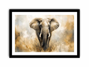 majestic elephant wall art in golden savannah tones luxury wildlife canvas for modern living room decor