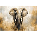 majestic elephant wall art in golden savannah tones luxury wildlife canvas for modern living room decor