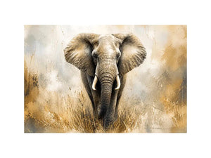 majestic elephant wall art in golden savannah tones luxury wildlife canvas for modern living room decor