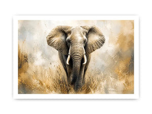 majestic elephant wall art in golden savannah tones luxury wildlife canvas for modern living room decor
