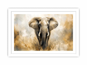 majestic elephant wall art in golden savannah tones luxury wildlife canvas for modern living room decor