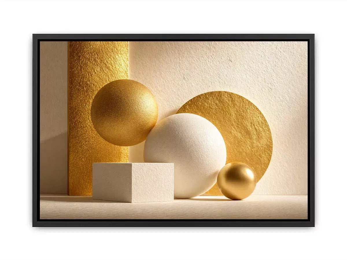 minimal gold geometric abstract wall art luxury neutral modern canvas shapes