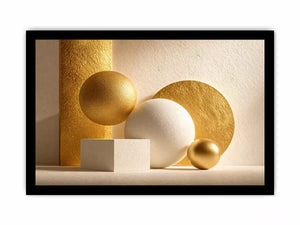 minimal gold geometric abstract wall art luxury neutral modern canvas shapes