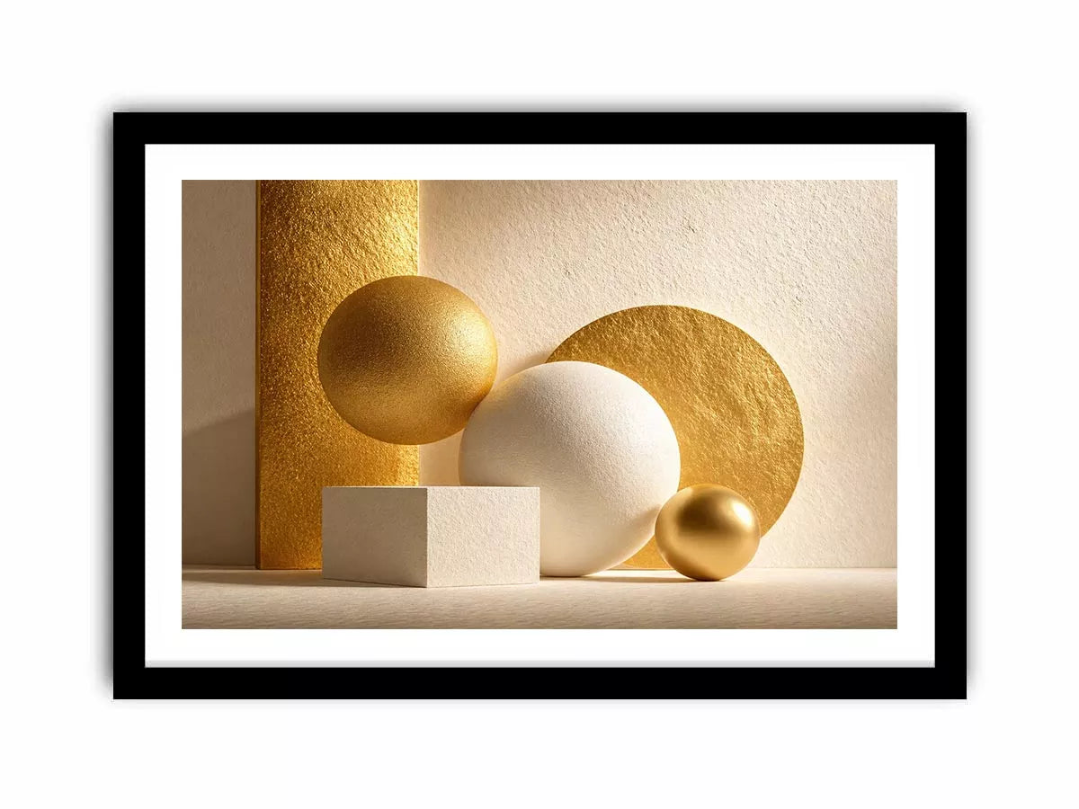 minimal gold geometric abstract wall art luxury neutral modern canvas shapes