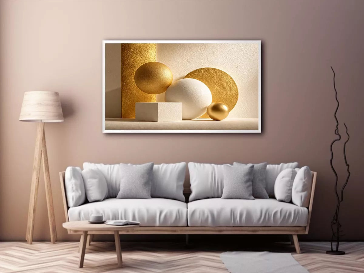 minimal gold geometric abstract wall art luxury neutral modern canvas shapes
