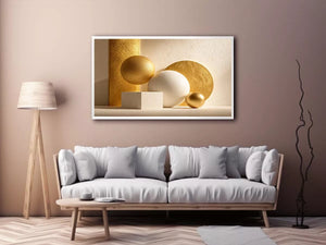 minimal gold geometric abstract wall art luxury neutral modern canvas shapes