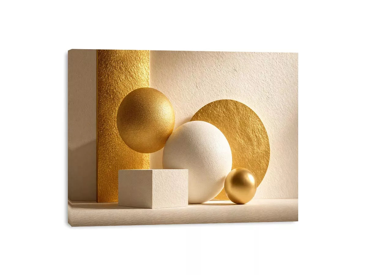 minimal gold geometric abstract wall art luxury neutral modern canvas shapes