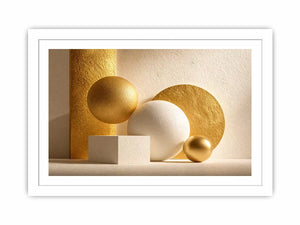 minimal gold geometric abstract wall art luxury neutral modern canvas shapes