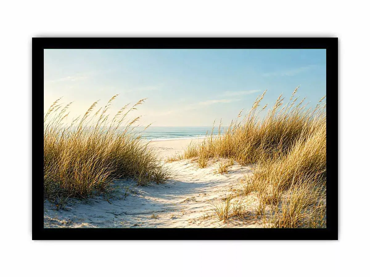 coastal dunes beach path landscape wall art soft neutral ocean canvas decor