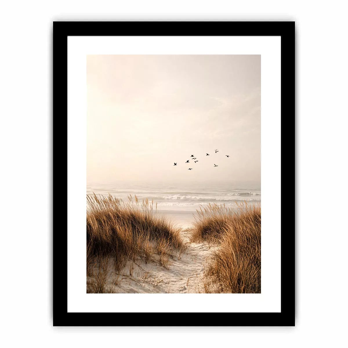 minimal coastal birds beach dunes neutral wall art calm ocean canvas decor