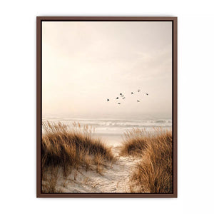 minimal coastal birds beach dunes neutral wall art calm ocean canvas decor