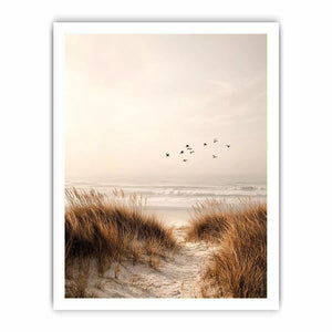 minimal coastal birds beach dunes neutral wall art calm ocean canvas decor