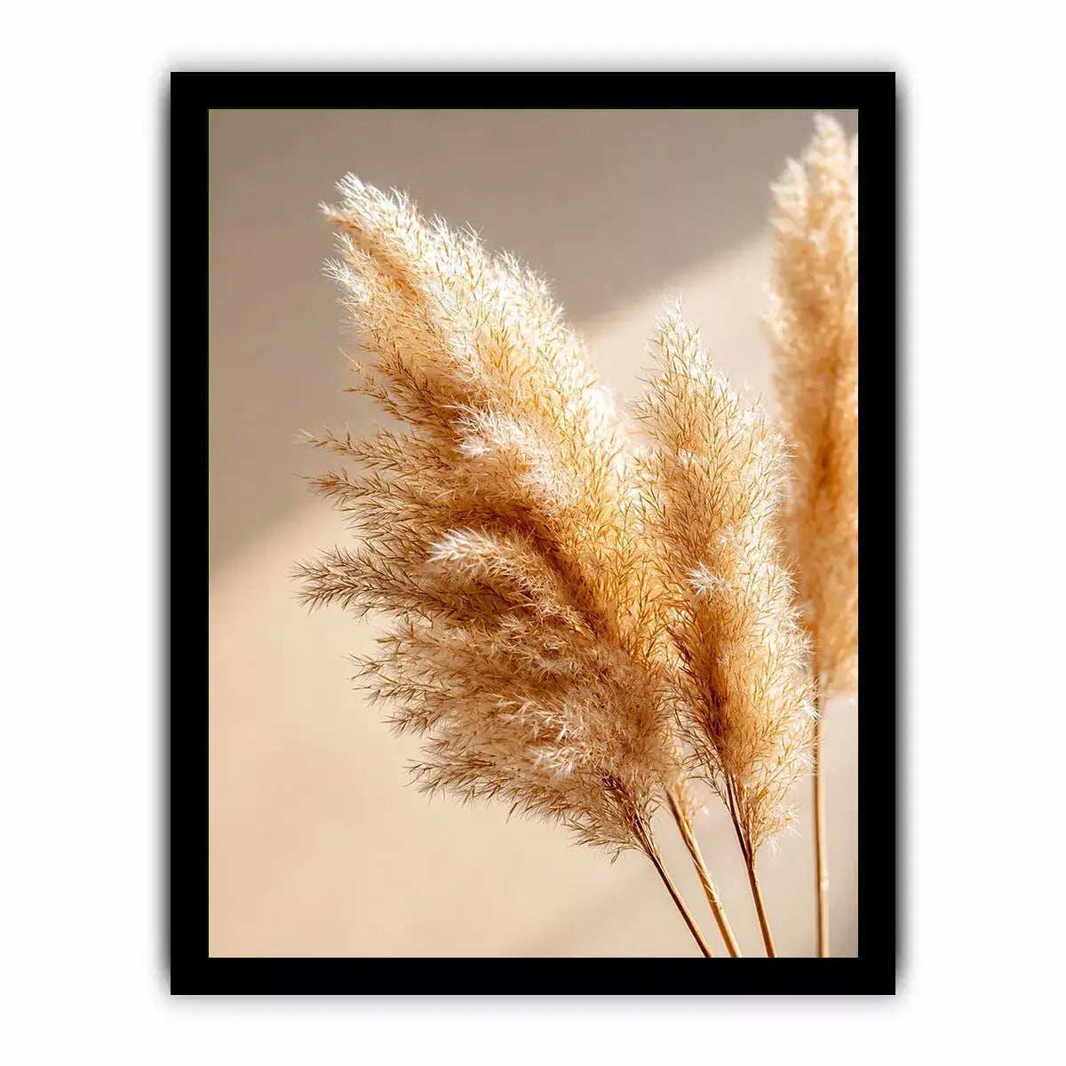 warm minimal pampas grass neutral wall art soft beige botanical canvas
