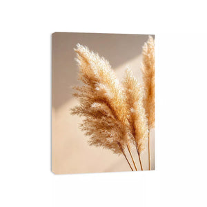 warm minimal pampas grass neutral wall art soft beige botanical canvas