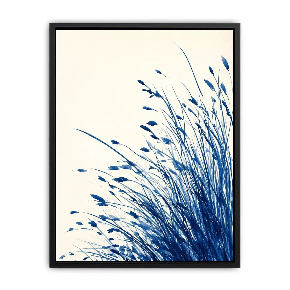 minimal blue botanical watercolor grass wall art modern neutral canvas