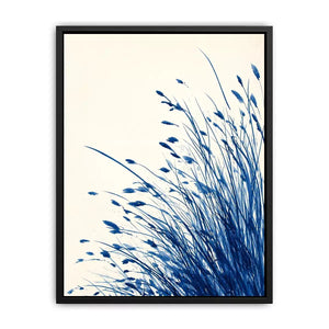 minimal blue botanical watercolor grass wall art modern neutral canvas
