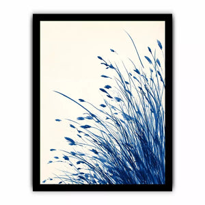 minimal blue botanical watercolor grass wall art modern neutral canvas