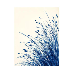 minimal blue botanical watercolor grass wall art modern neutral canvas