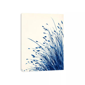minimal blue botanical watercolor grass wall art modern neutral canvas