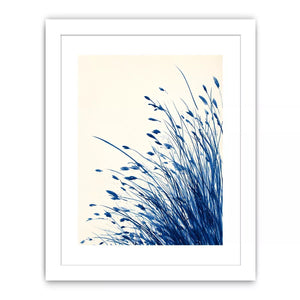 minimal blue botanical watercolor grass wall art modern neutral canvas