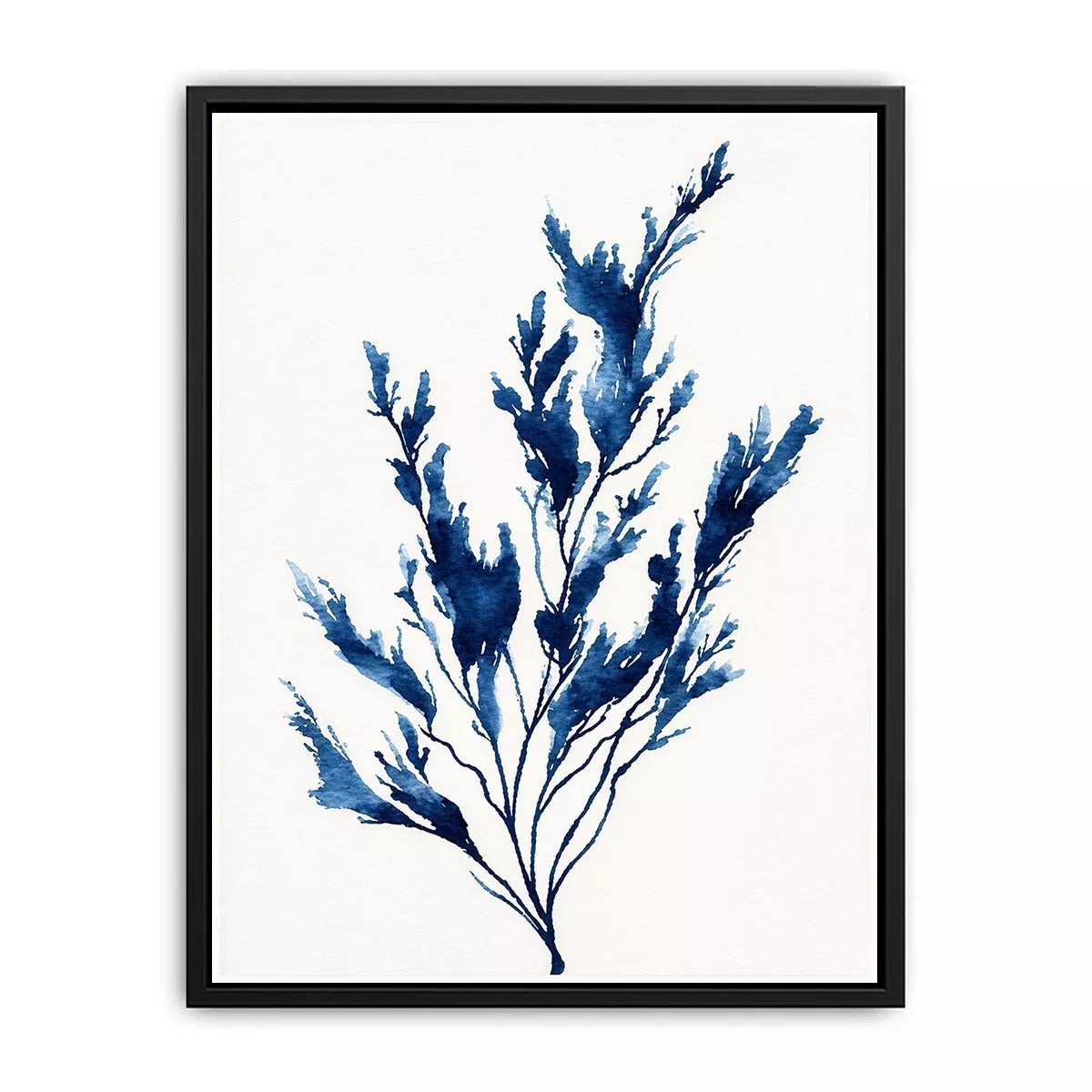 minimal blue botanical watercolor leaf modern neutral wall art canvas
