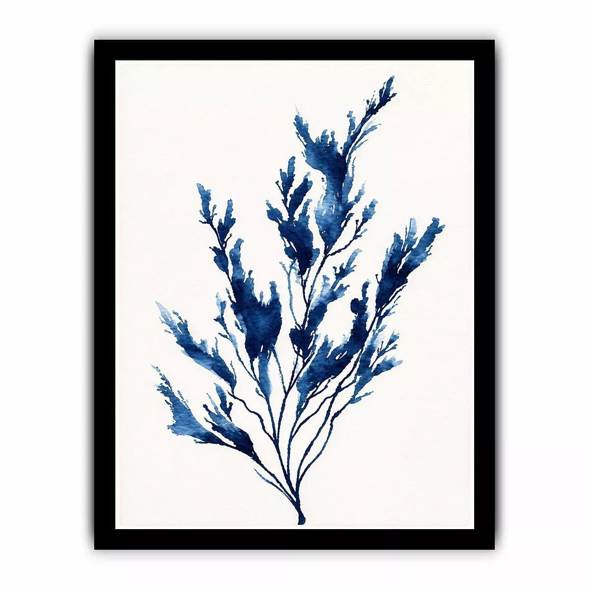 minimal blue botanical watercolor leaf modern neutral wall art canvas