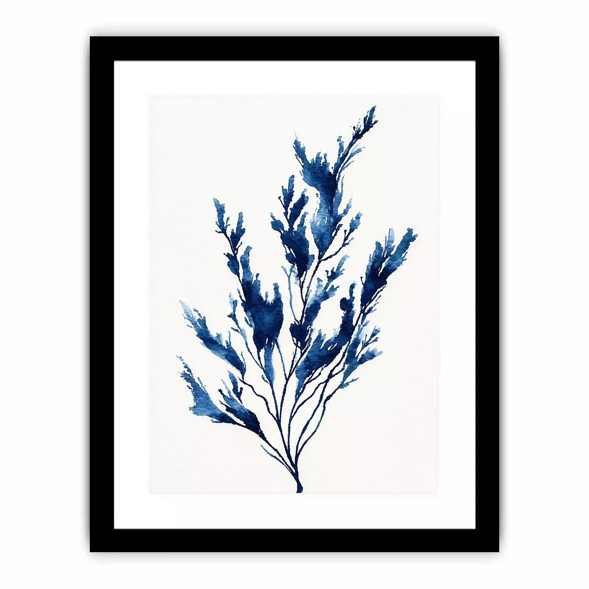 minimal blue botanical watercolor leaf modern neutral wall art canvas