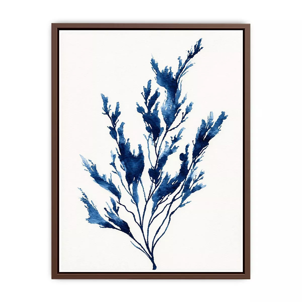 minimal blue botanical watercolor leaf modern neutral wall art canvas