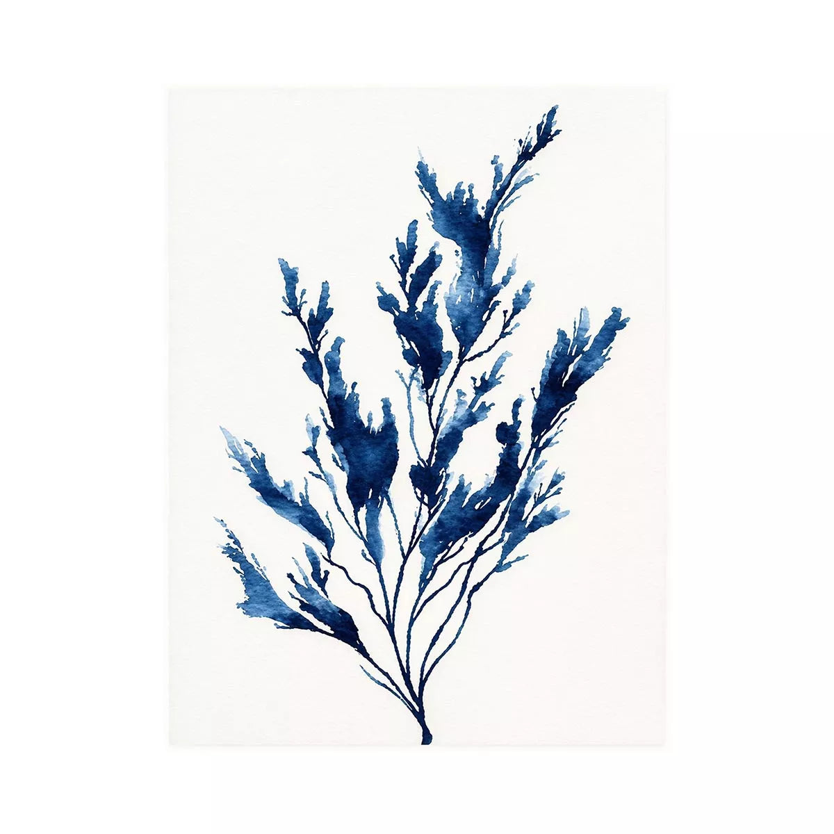 minimal blue botanical watercolor leaf modern neutral wall art canvas