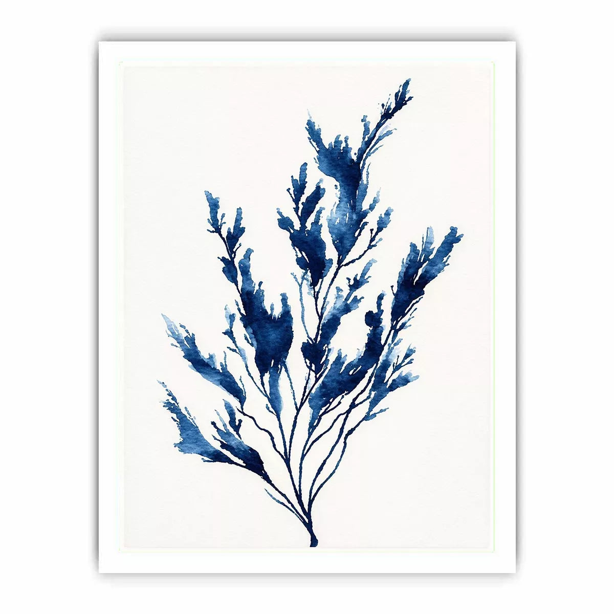 minimal blue botanical watercolor leaf modern neutral wall art canvas