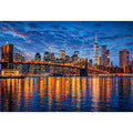 brooklyn bridge skyline night reflection wall art modern city canvas