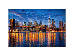 brooklyn bridge skyline night reflection wall art modern city canvas