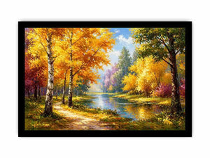 autumn forest river landscape painting impressionist wall art canvas