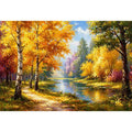 autumn forest river landscape painting impressionist wall art canvas