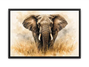 minimal elephant watercolor wildlife wall art neutral safari canvas